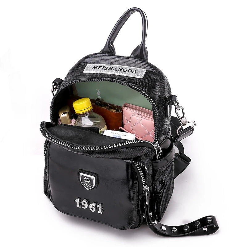 2024 New High Beauty Girl Student School Bag High Quality Leather Women's Backpack Large Capacity Female Travel Bolsas Sac A Dos