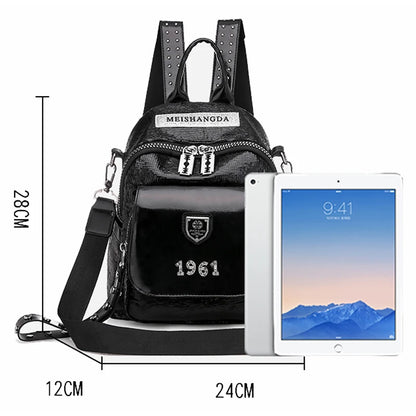 2024 New High Beauty Girl Student School Bag High Quality Leather Women's Backpack Large Capacity Female Travel Bolsas Sac A Dos