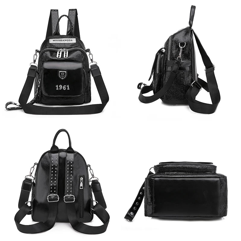 2024 New High Beauty Girl Student School Bag High Quality Leather Women's Backpack Large Capacity Female Travel Bolsas Sac A Dos