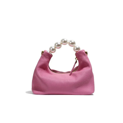 2024 New High-End Fashion Simple Goat Leather Shoulder Crossbody Pearl Handbag Women