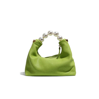 2024 New High-End Fashion Simple Goat Leather Shoulder Crossbody Pearl Handbag Women
