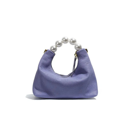 2024 New High-End Fashion Simple Goat Leather Shoulder Crossbody Pearl Handbag Women