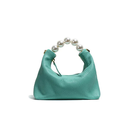 2024 New High-End Fashion Simple Goat Leather Shoulder Crossbody Pearl Handbag Women