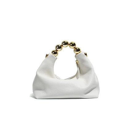 2024 New High-End Fashion Simple Goat Leather Shoulder Crossbody Pearl Handbag Women