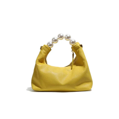 2024 New High-End Fashion Simple Goat Leather Shoulder Crossbody Pearl Handbag Women