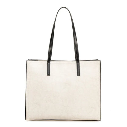 2024 New High Quality Cowhide Tote Bags Women Simple Commuter Large Capacity Soft Handbags Female Minority Ligh Luxury Purses