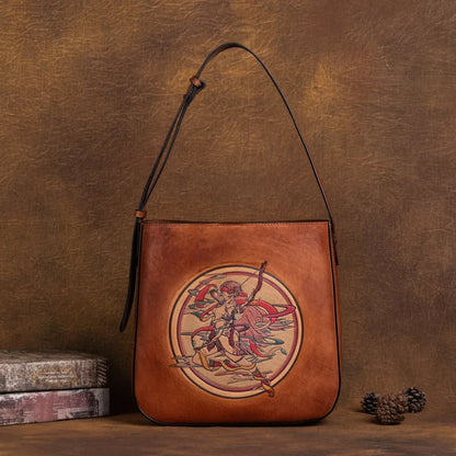 2024 New High Quality Leather Women Handbags Retro Handmade Embossed Shoulder Bag Large Capacity Female Commuter Tote Bags