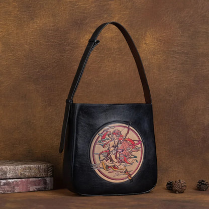 2024 New High Quality Leather Women Handbags Retro Handmade Embossed Shoulder Bag Large Capacity Female Commuter Tote Bags