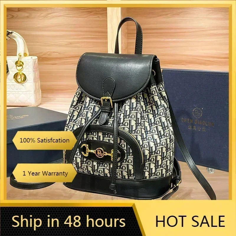 2024 New High Quality Light Luxury Printed With A Trendy Niche Design, Simple And High-end Backpack For Women