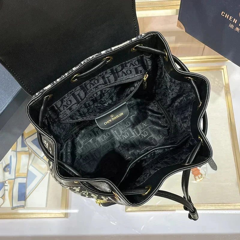 2024 New High Quality Light Luxury Printed With A Trendy Niche Design, Simple And High-end Backpack For Women