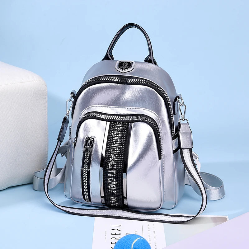 2024 New High Quality PU Soft Leather Women's Backpack Large Capacity Waterproof Female Travel Bags Multi Pocket Student Bolsas