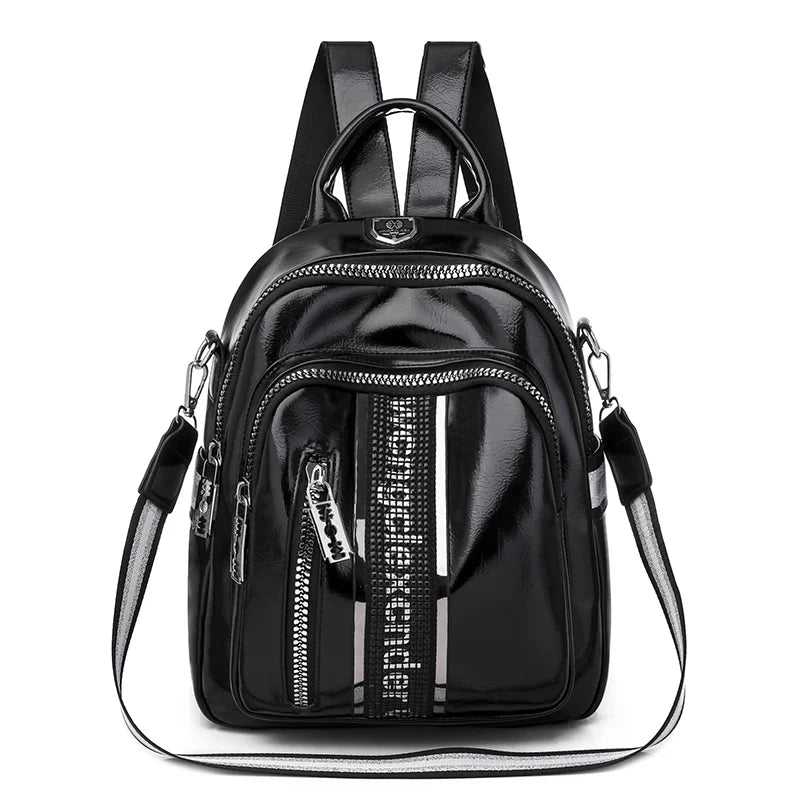 2024 New High Quality PU Soft Leather Women's Backpack Large Capacity Waterproof Female Travel Bags Multi Pocket Student Bolsas