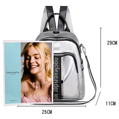 2024 New High Quality PU Soft Leather Women's Backpack Large Capacity Waterproof Female Travel Bags Multi Pocket Student Bolsas