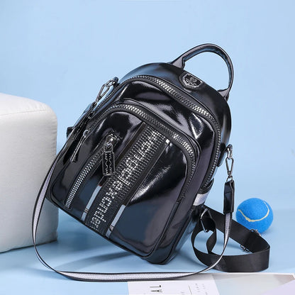 2024 New High Quality PU Soft Leather Women's Backpack Large Capacity Waterproof Female Travel Bags Multi Pocket Student Bolsas