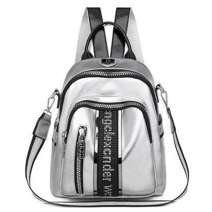 2024 New High Quality PU Soft Leather Women's Backpack Large Capacity Waterproof Female Travel Bags Multi Pocket Student Bolsas