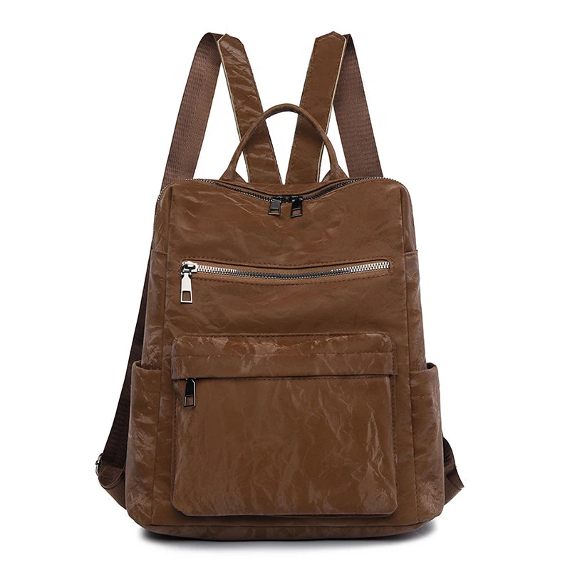 2024 New Hot Brand Women’s Backpack Designer High Quality Soft Leather Simple Fashion Backpack Large Capacity Mochilas Sac A Dos