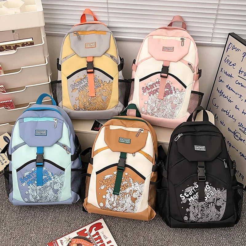 2024 New Junior and Senior High School Student Schoolbags Academy Style Large Capacity Outdoor Waterproof  Travel Backpack