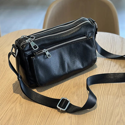 2024 New Korean Leisure Crossbody Shoulder Bags Vintage Multi-compartment Soft Leather Handbags Casual All-match Solid Bolsas
