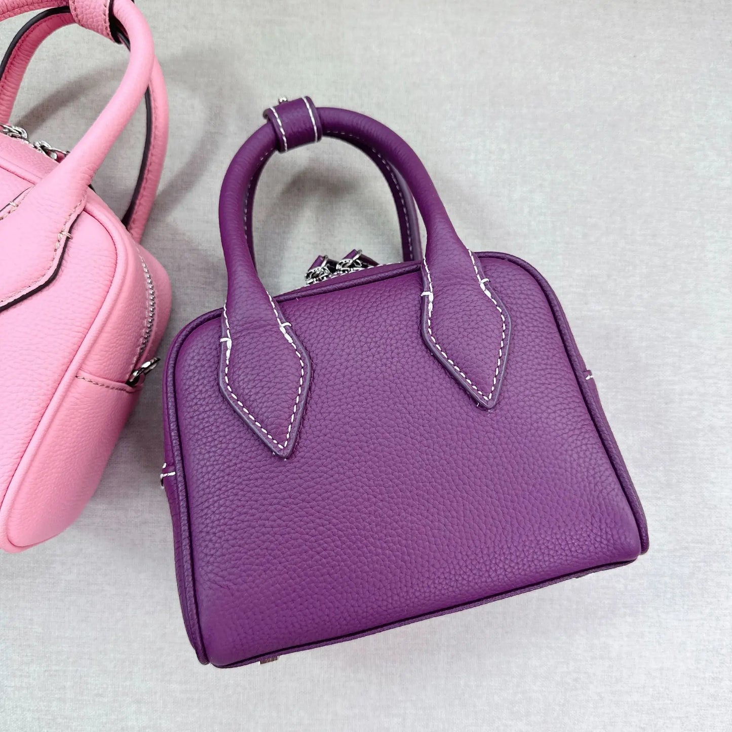 2024 New Korean Niche Cowhide Boston Pillow Bag Large Capacity Crossbody Shoulder Bags Women Genuine Leather Handbags Purses