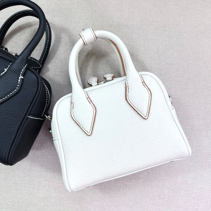 2024 New Korean Niche Cowhide Boston Pillow Bag Large Capacity Crossbody Shoulder Bags Women Genuine Leather Handbags Purses