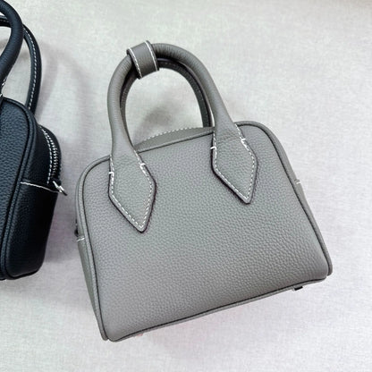 2024 New Korean Niche Cowhide Boston Pillow Bag Large Capacity Crossbody Shoulder Bags Women Genuine Leather Handbags Purses