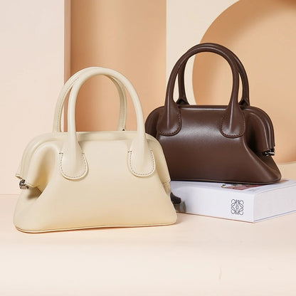 2024 New Korean Vintage Genuine Leather Women Bags Fashion All-match Top-Handle Bags Y2k Grunge Shoulder Crossbody Bag