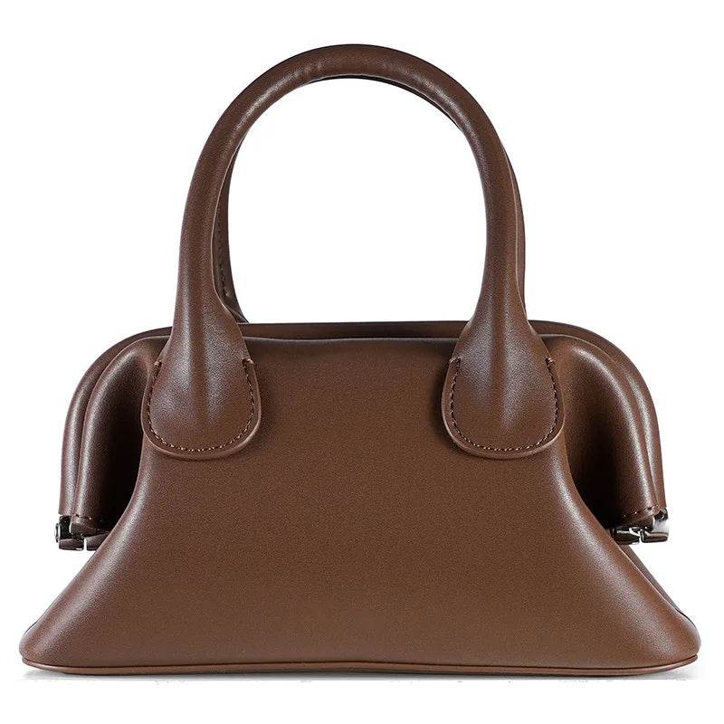 2024 New Korean Vintage Genuine Leather Women Bags Fashion All-match Top-Handle Bags Y2k Grunge Shoulder Crossbody Bag