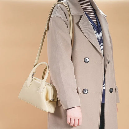 2024 New Korean Vintage Genuine Leather Women Bags Fashion All-match Top-Handle Bags Y2k Grunge Shoulder Crossbody Bag