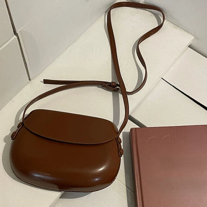 2024 New Korean Vintage Saddle Bag All-match Simple Chic Fresh Solid Crossbody Shoulder Handbags Female Commuter Elegant Pouch