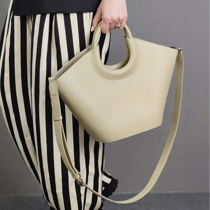 2024 New Ladies Cowhide Luxury Handbags Women French Style Elegant Commuter Tote Bag Solid All-match Large Capacity Bolsos Mujer
