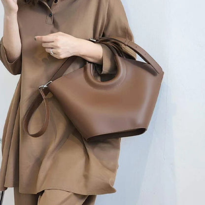 2024 New Ladies Cowhide Luxury Handbags Women French Style Elegant Commuter Tote Bag Solid All-match Large Capacity Bolsos Mujer