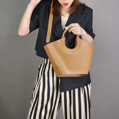 2024 New Ladies Cowhide Luxury Handbags Women French Style Elegant Commuter Tote Bag Solid All-match Large Capacity Bolsos Mujer