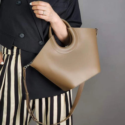 2024 New Ladies Cowhide Luxury Handbags Women French Style Elegant Commuter Tote Bag Solid All-match Large Capacity Bolsos Mujer