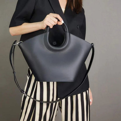 2024 New Ladies Cowhide Luxury Handbags Women French Style Elegant Commuter Tote Bag Solid All-match Large Capacity Bolsos Mujer