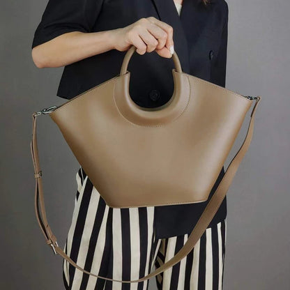 2024 New Ladies Cowhide Luxury Handbags Women French Style Elegant Commuter Tote Bag Solid All-match Large Capacity Bolsos Mujer
