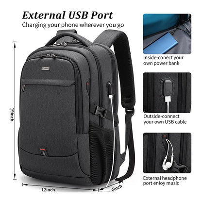 2024 New Laptop Backpack For Men 17.3''Large Capacity Backpack USB Port Bag Business Backpack Oxford Waterproof Travel Bag