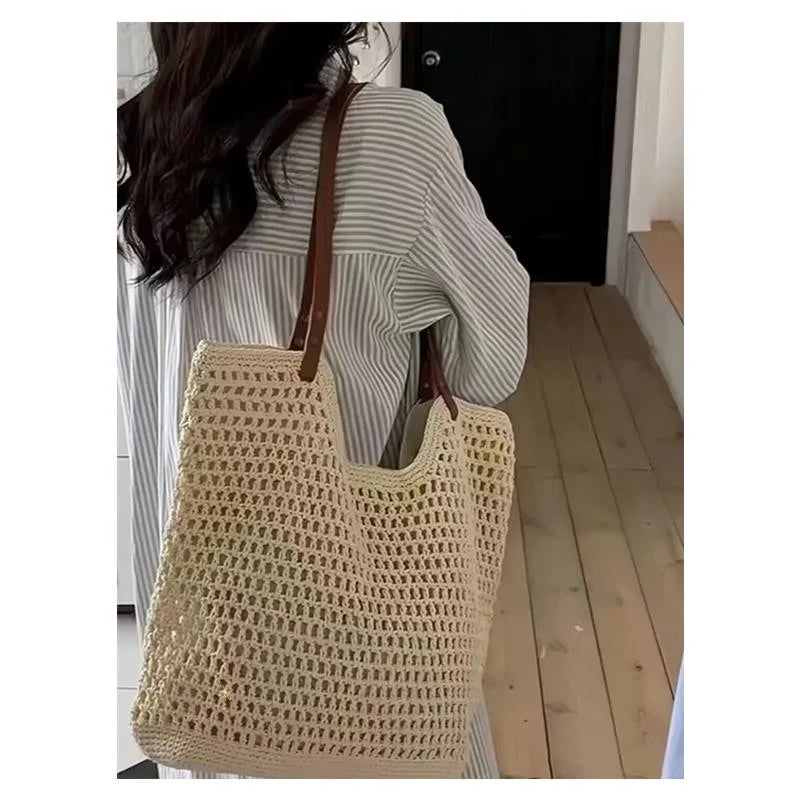 2024 New Large Capacity Bag For Women Versatile Beach Resort Shoulder Bag Wove Tote Bag