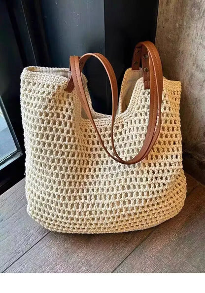2024 New Large Capacity Bag For Women Versatile Beach Resort Shoulder Bag Wove Tote Bag