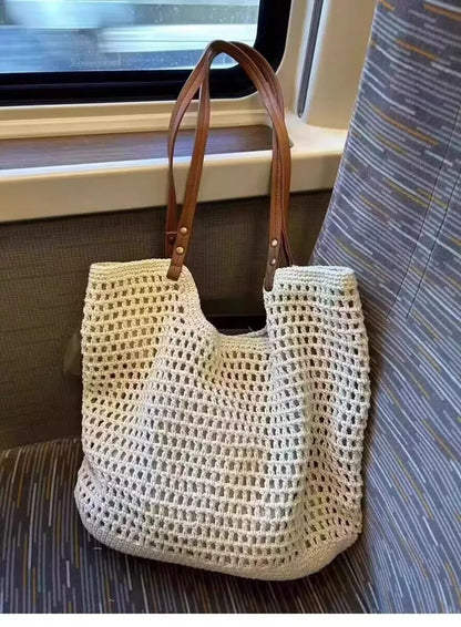 2024 New Large Capacity Bag For Women Versatile Beach Resort Shoulder Bag Wove Tote Bag