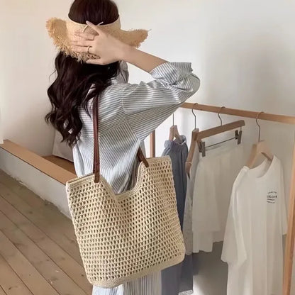 2024 New Large Capacity Bag For Women Versatile Beach Resort Shoulder Bag Wove Tote Bag