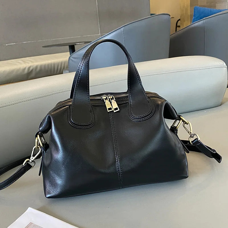 2024 New Large Capacity Genuine Leather Handbags Retro Luxury Lady Messenger Bag Casual Crossbody Shoulder Tote Commuter Purses