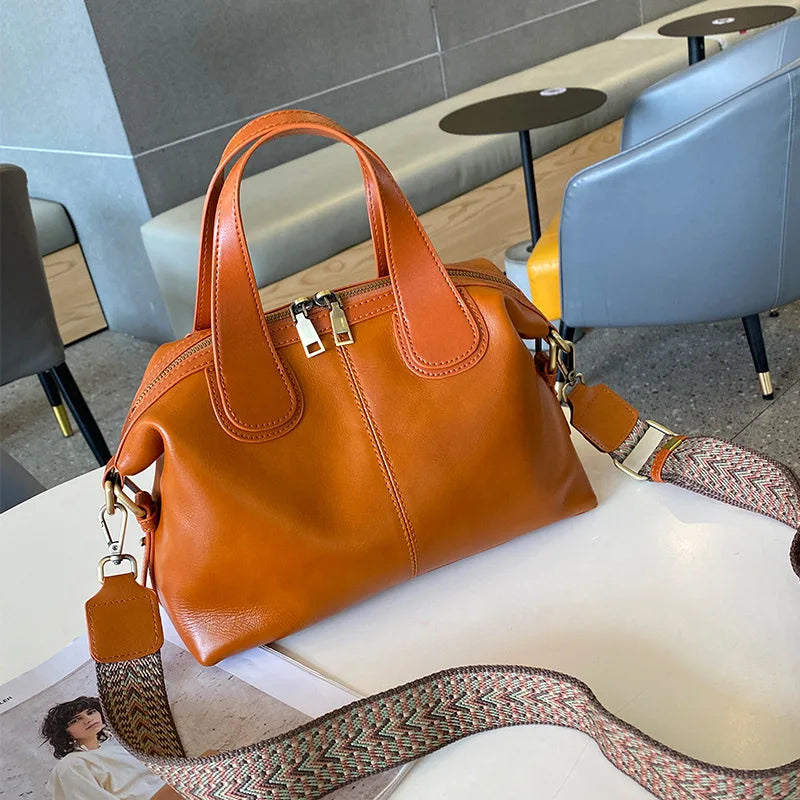 2024 New Large Capacity Genuine Leather Handbags Retro Luxury Lady Messenger Bag Casual Crossbody Shoulder Tote Commuter Purses