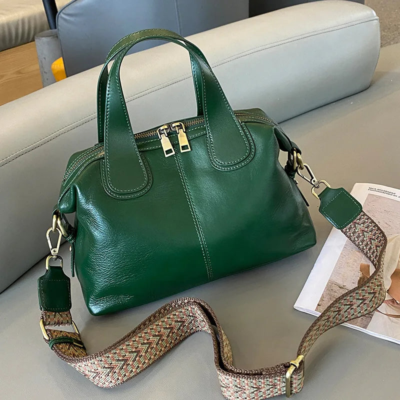 2024 New Large Capacity Genuine Leather Handbags Retro Luxury Lady Messenger Bag Casual Crossbody Shoulder Tote Commuter Purses
