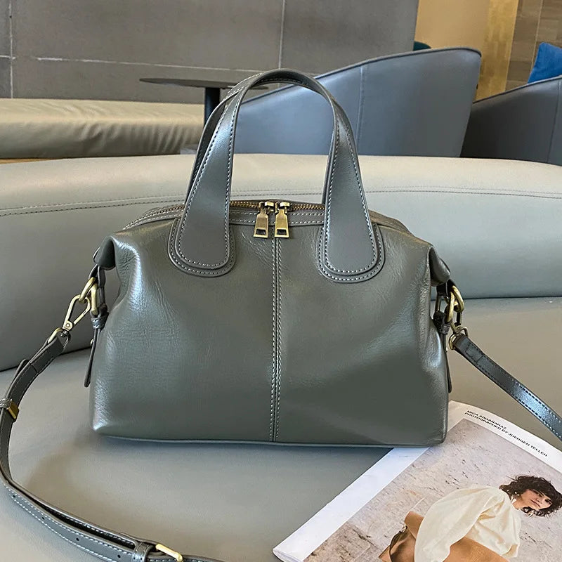 2024 New Large Capacity Genuine Leather Handbags Retro Luxury Lady Messenger Bag Casual Crossbody Shoulder Tote Commuter Purses
