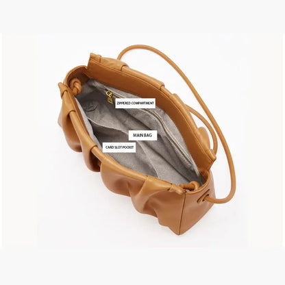 2024 New Leather Fashion One Shoulder Cloud Small Square Korean Version Messenger Women's Bag