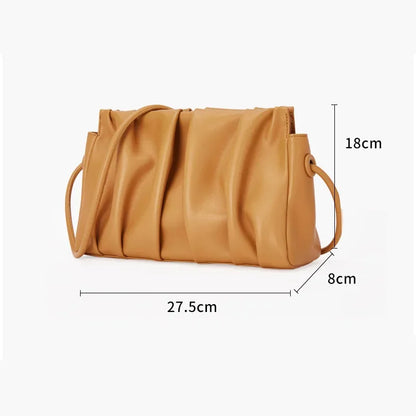 2024 New Leather Fashion One Shoulder Cloud Small Square Korean Version Messenger Women's Bag