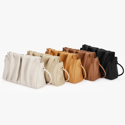 2024 New Leather Fashion One Shoulder Cloud Small Square Korean Version Messenger Women's Bag