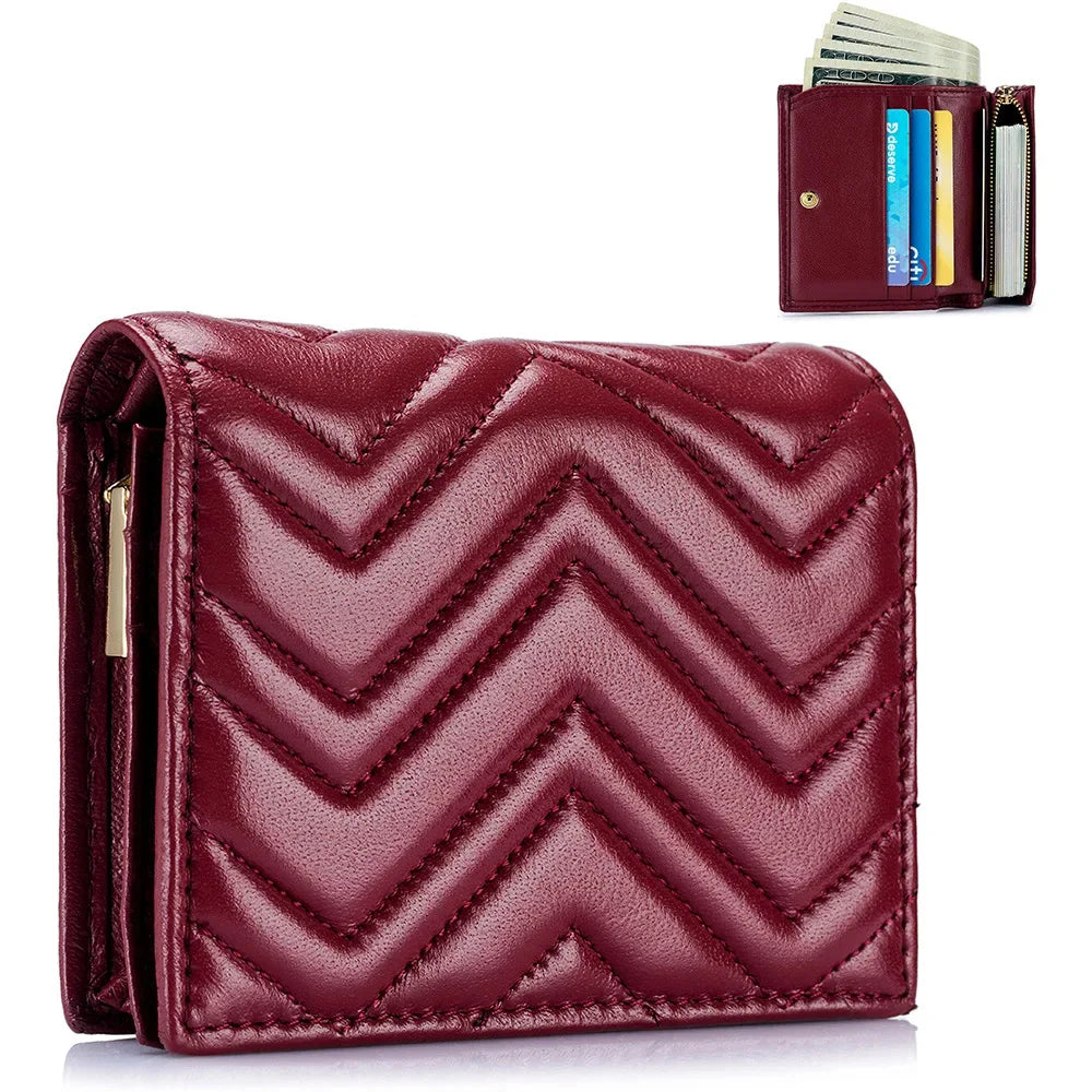 2024 New Leather Fashion Women's Purse Niche Exquisite Sheep Pickup Bag Zipper Buckle Embroidery Thread Money Clip Mini