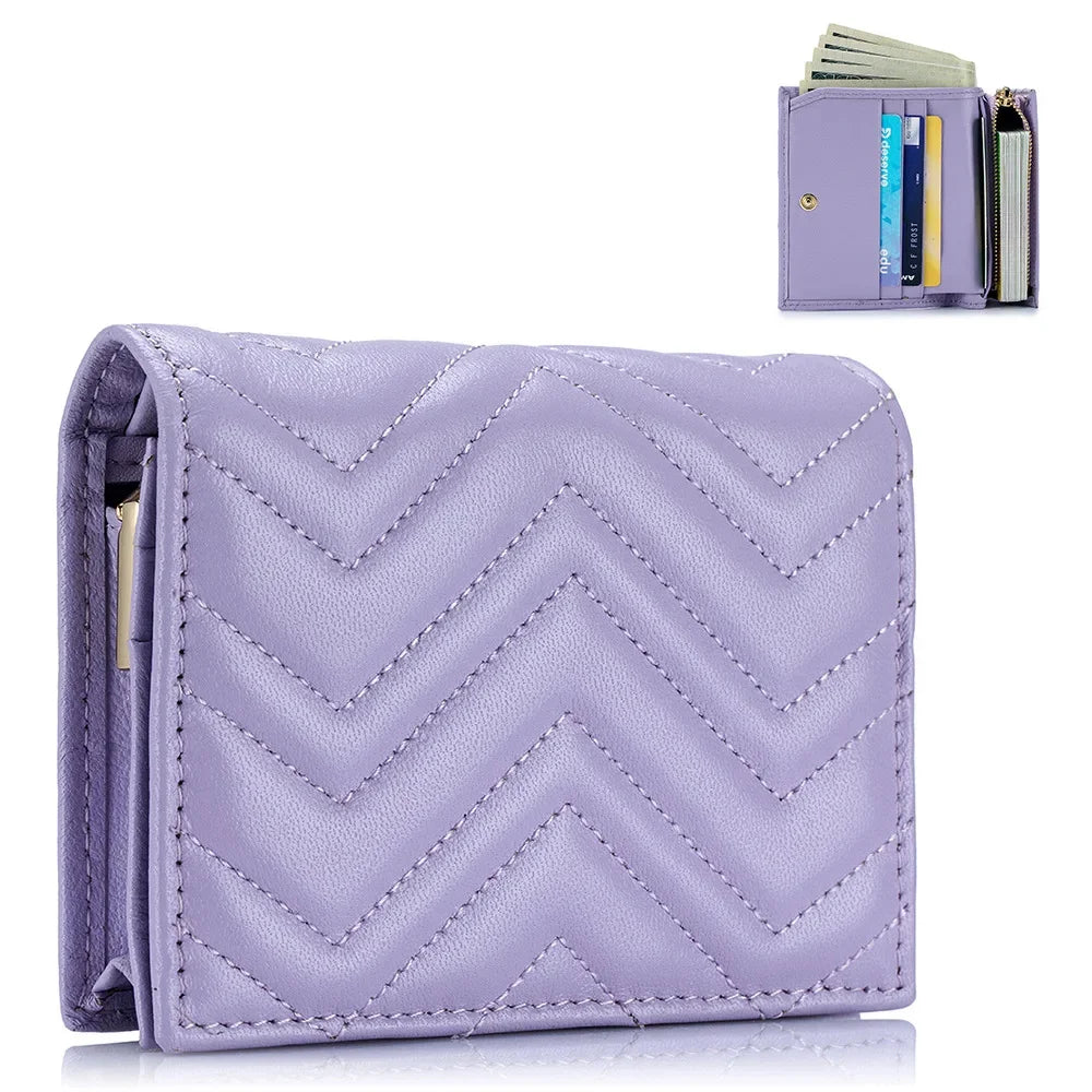 2024 New Leather Fashion Women's Purse Niche Exquisite Sheep Pickup Bag Zipper Buckle Embroidery Thread Money Clip Mini