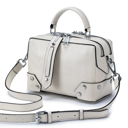 2024 New Leather Female Cowhide Hand Bill of Lading Shoulder Crossbody Fashion Everything Small Square Bag